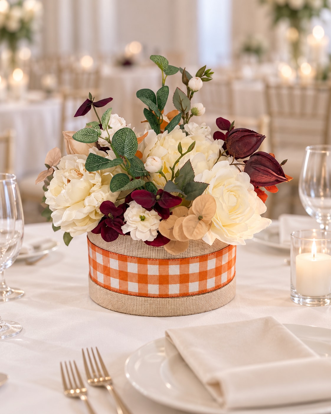 Wedding top table decorated with a floral garland